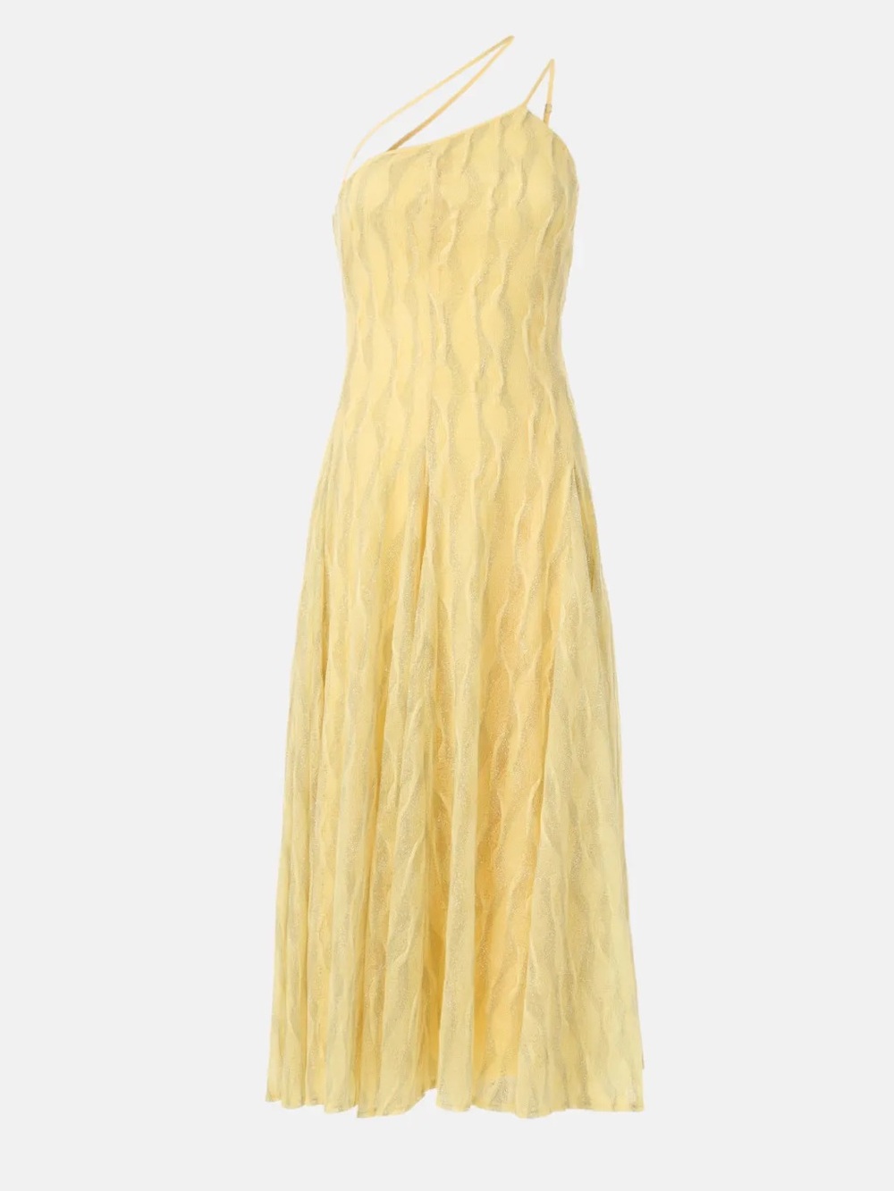 Black Halo Yellow One-Shoulder Midi Dress size L - Picture 8 of 15